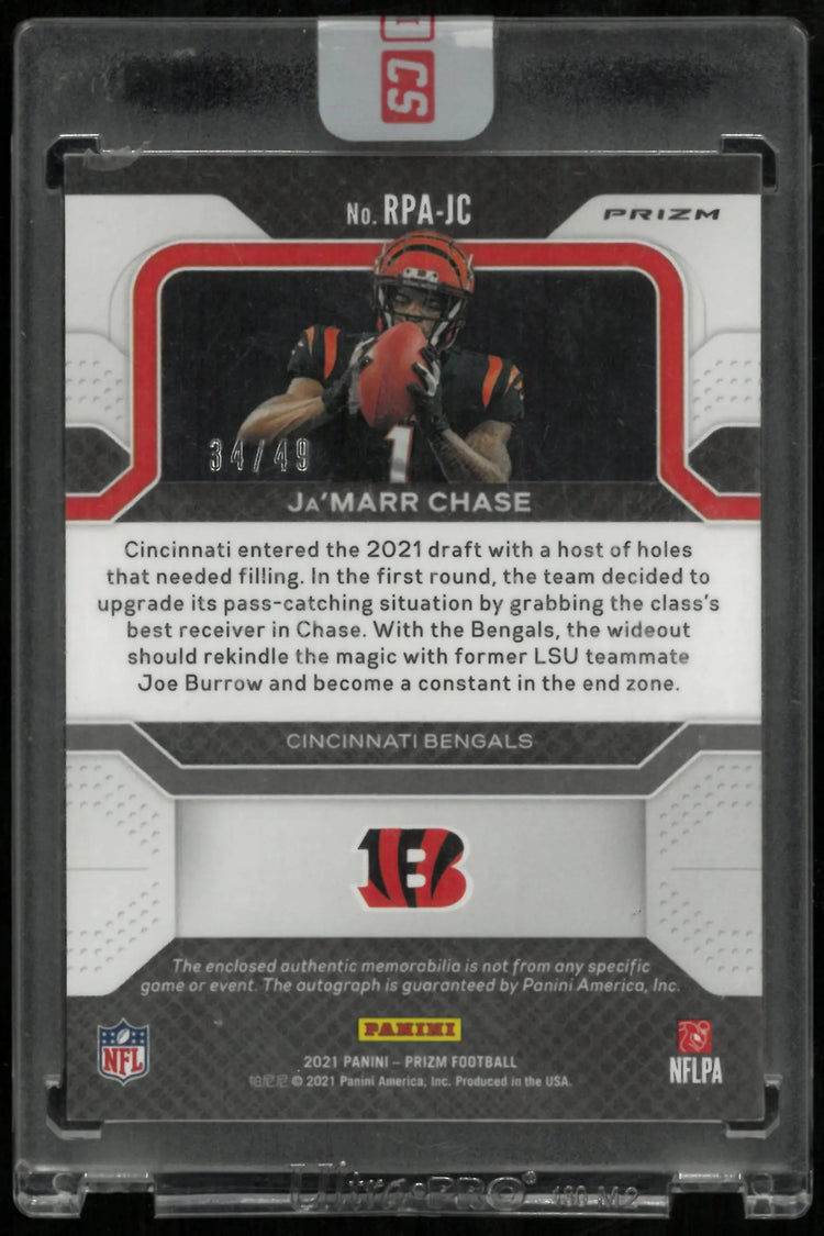 2021 Panini Prizm Football Purple Power Rookie Patch Auto Ja'Marr Chase /49 