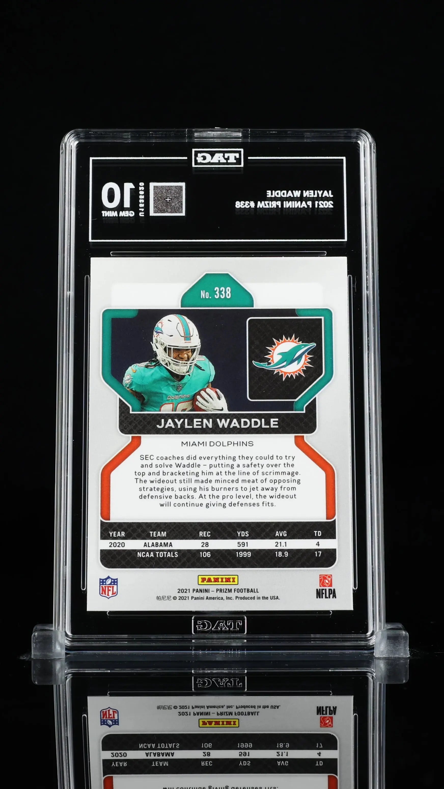 2021 Panini Prizm Jaylen Waddle RC Rookie Base Prizm TAG 10 Dolphins 
