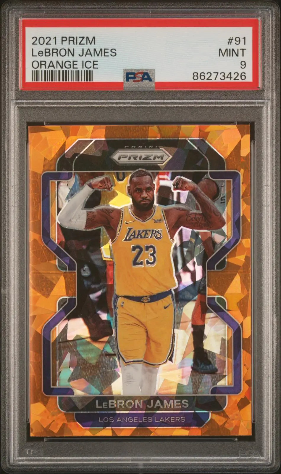 2021 Panini Prizm Lebron James Orange Ice PSA 9 