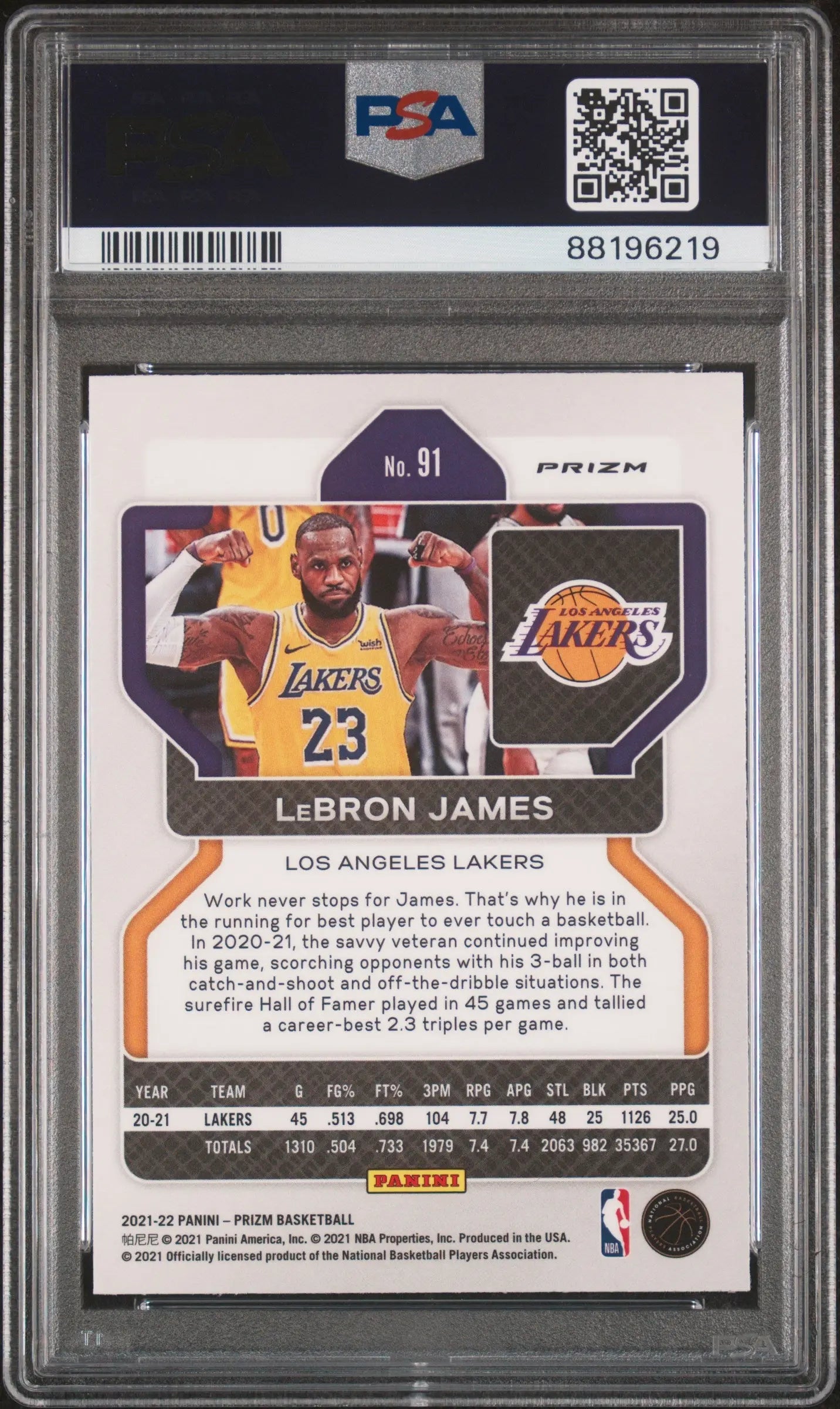 2021 Panini Prizm Lebron James Red Ice PSA 10 