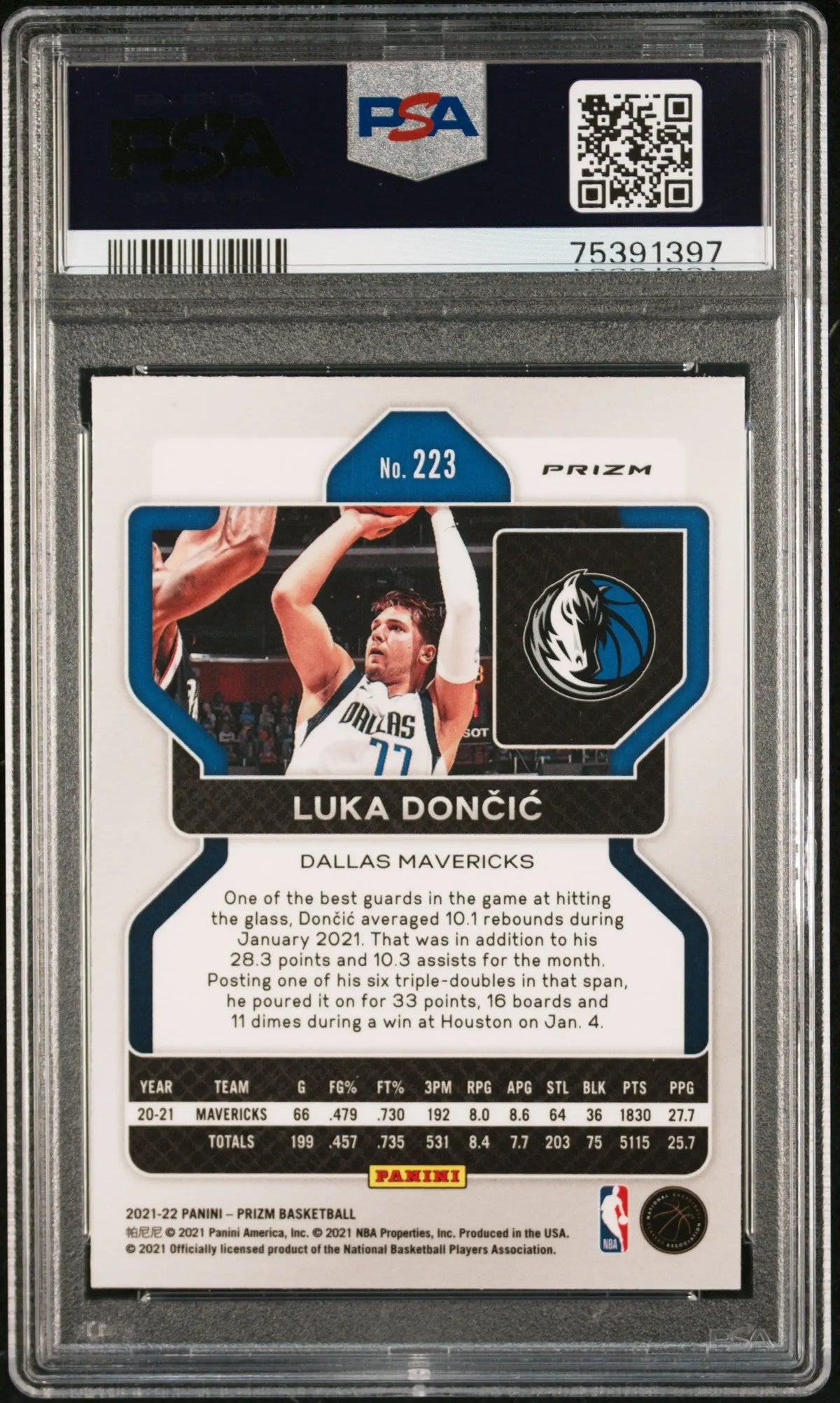 2021 Panini Prizm Luka Doncic NBA 75th Prizm PSA 9 