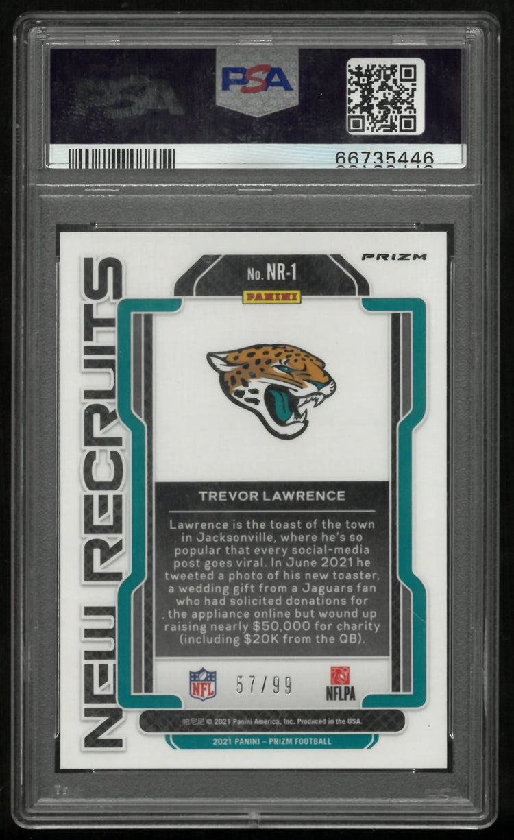2021 Panini Prizm New Recruits Trevor Lawrence #NR1 Blue Ice PSA 10 