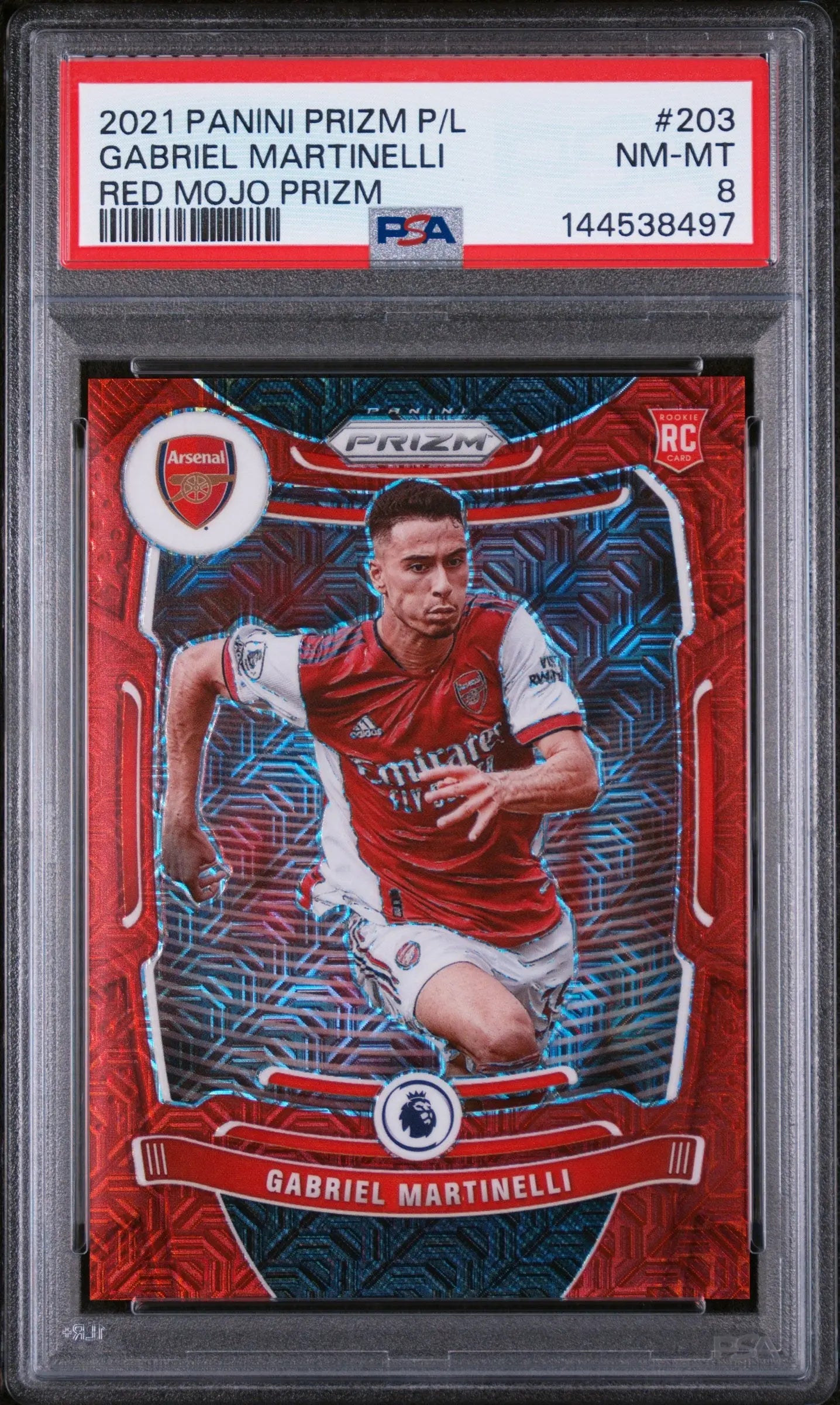 2021 Panini Prizm PL Red Mojo Rookie Gabriel Martinelli #203 /159 PSA 8 