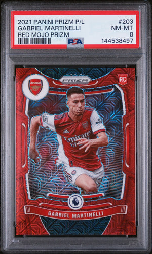2021 Panini Prizm PL Red Mojo Rookie Gabriel Martinelli #203 /159 PSA 8 
