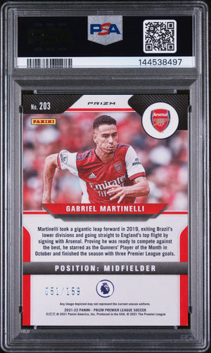 2021 Panini Prizm PL Red Mojo Rookie Gabriel Martinelli #203 /159 PSA 8 