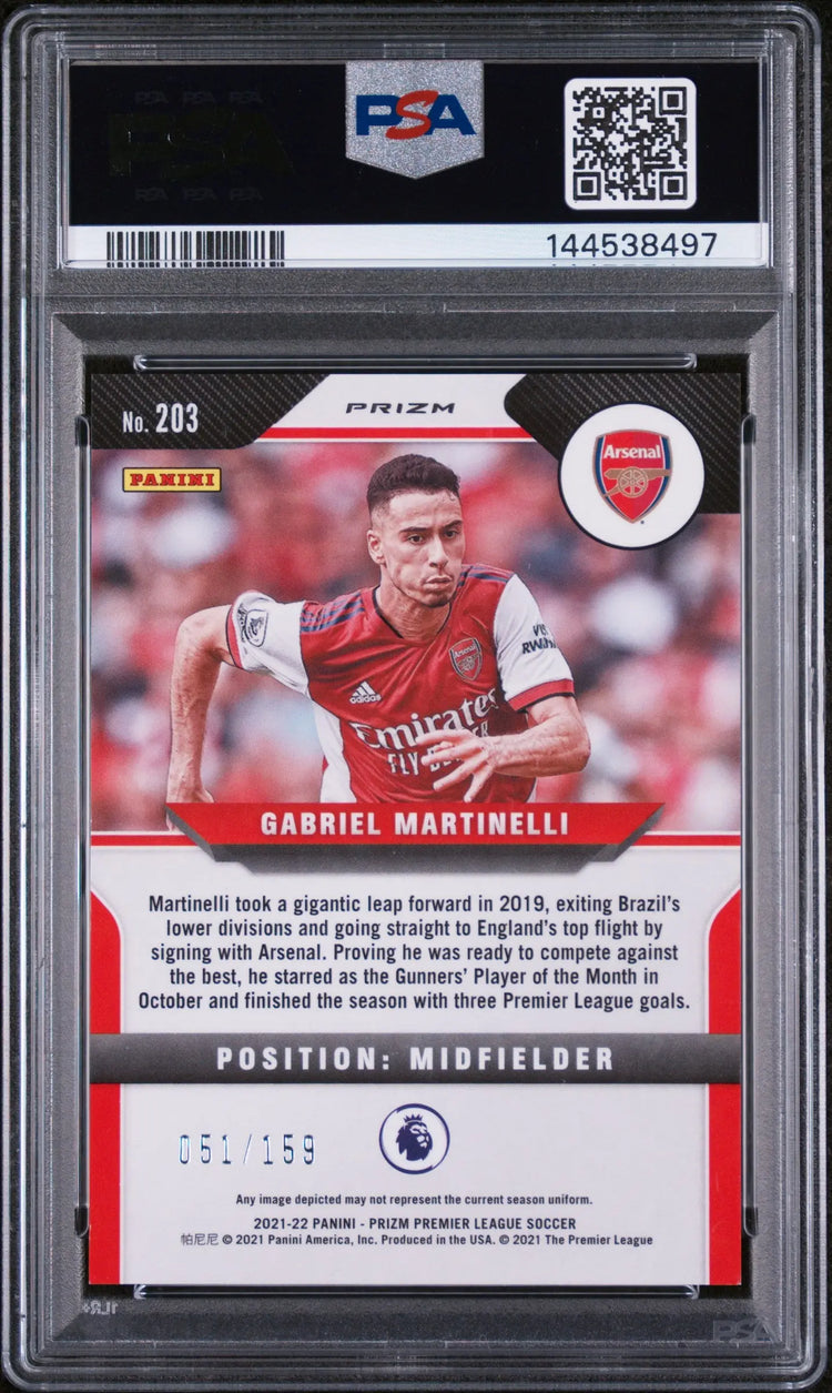 2021 Panini Prizm PL Red Mojo Rookie Gabriel Martinelli #203 /159 PSA 8 