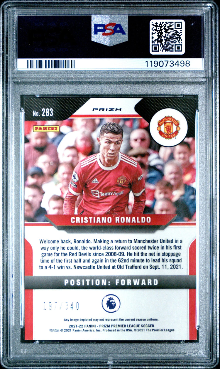2021 Panini Prizm Premier League Cristiano Ronaldo #283 Blue PSA 10 