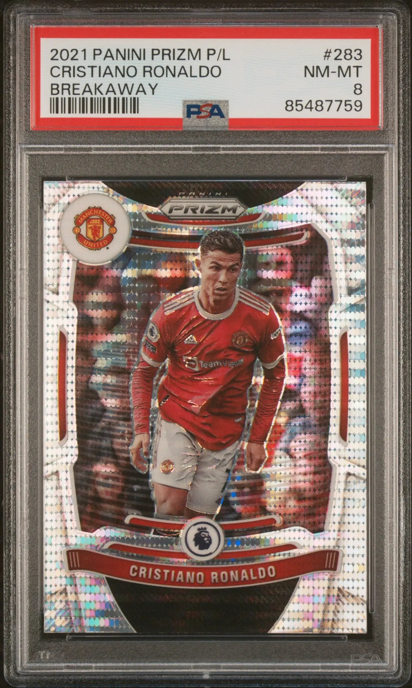 2021 Panini Prizm Premier League Cristiano Ronaldo #283 Breakaway PSA 8 