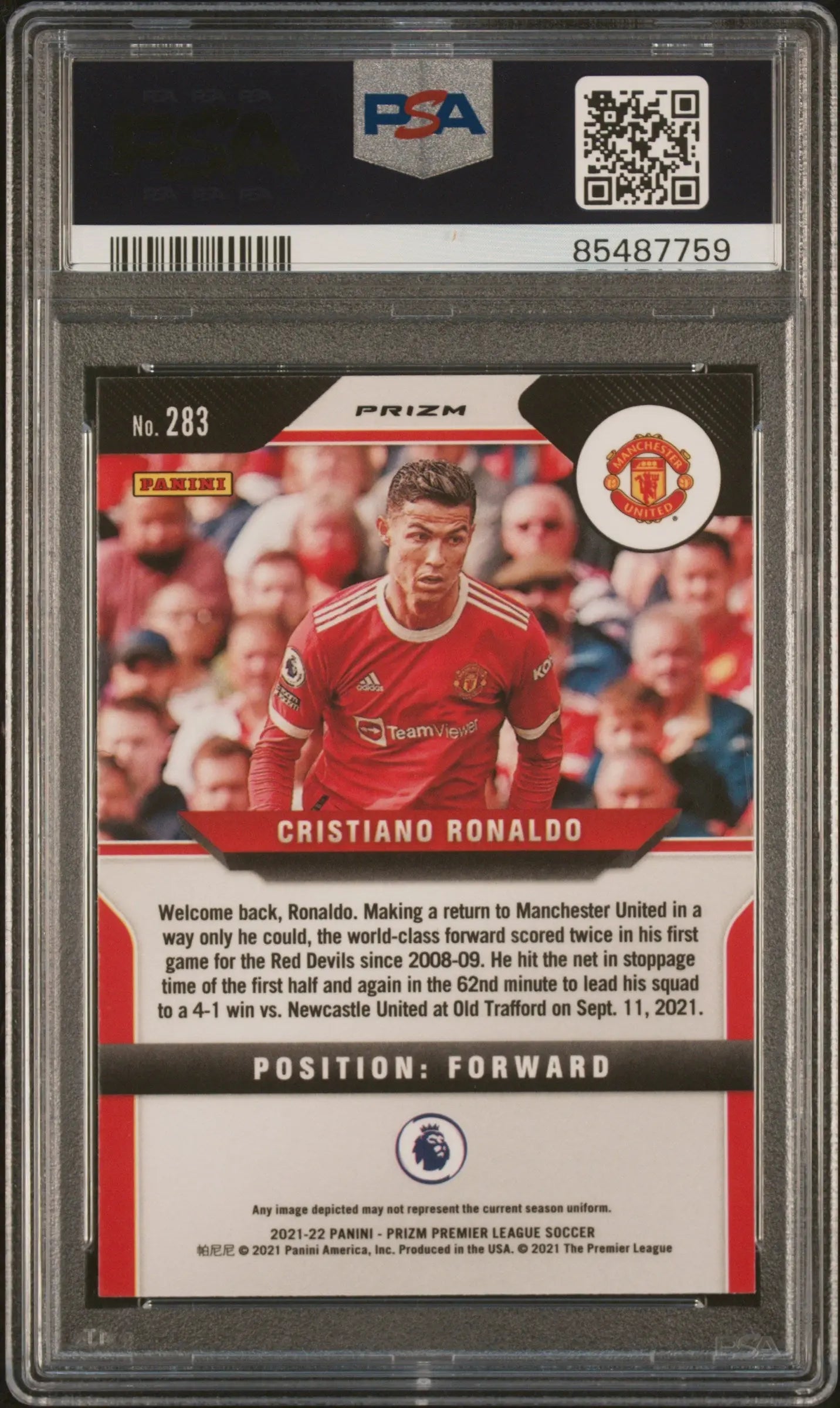 2021 Panini Prizm Premier League Cristiano Ronaldo #283 Breakaway PSA 8 