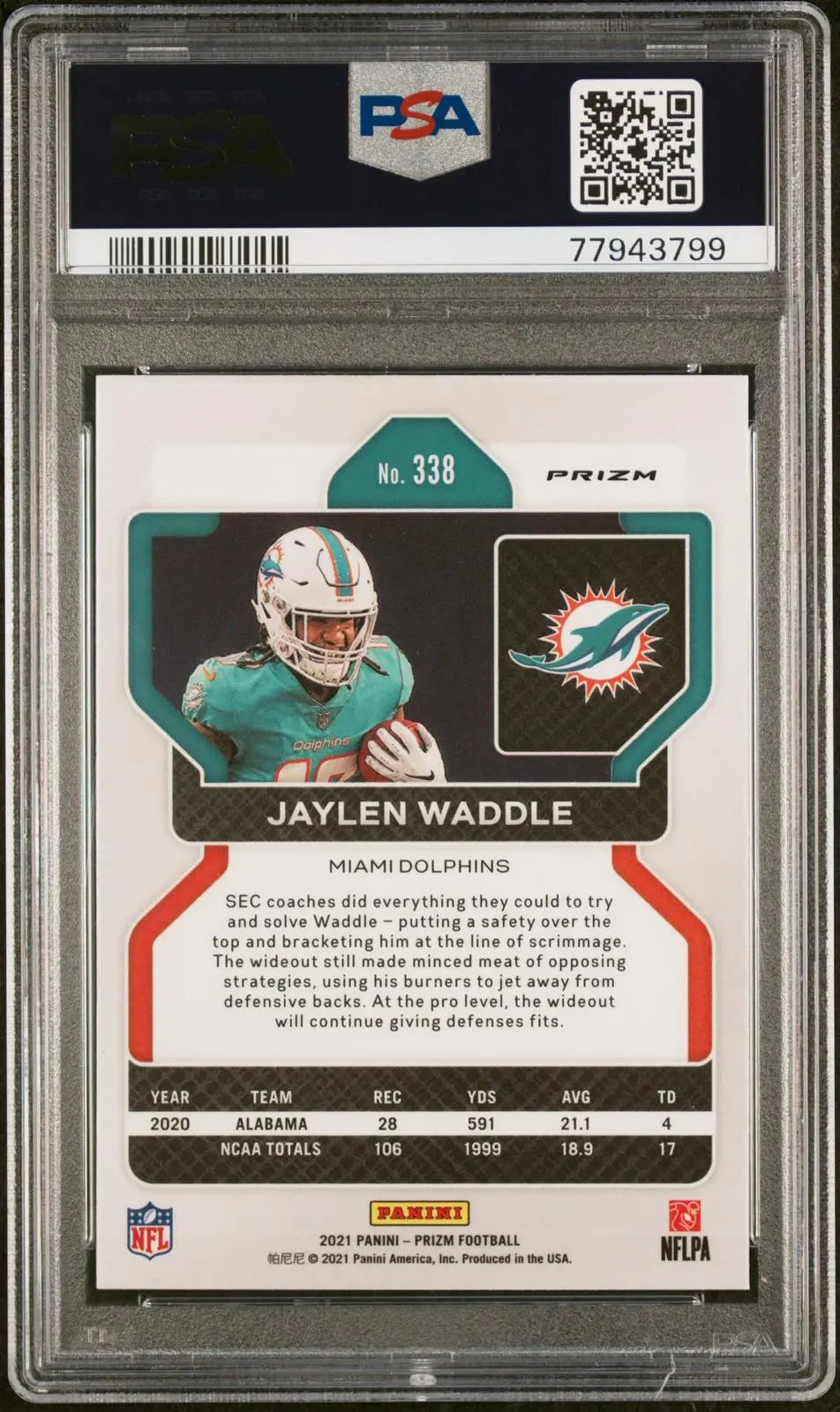 2021 Panini Prizm Rookie Jaylen Waddle Silver Prizm RC PSA 10 