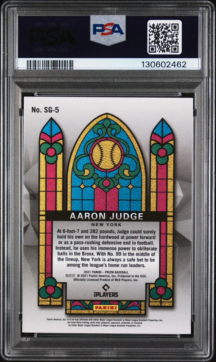 2021 Panini Prizm Stained Glass Aaron Judge PSA 8 