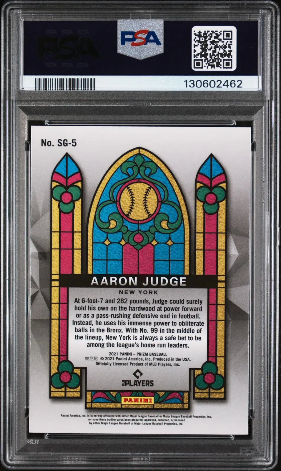 2021 Panini Prizm Stained Glass Aaron Judge PSA 8 