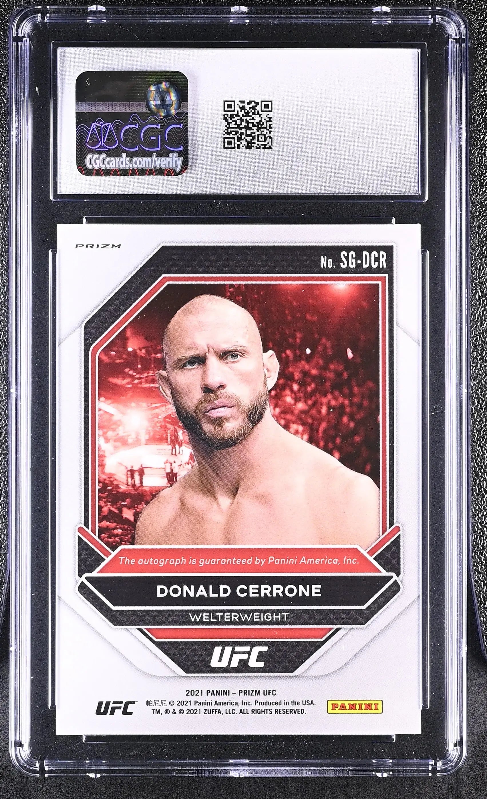 2021 Panini Prizm UFC Autograph Donald Cerrone Green Signatures CGC 9.5 Auto 10 