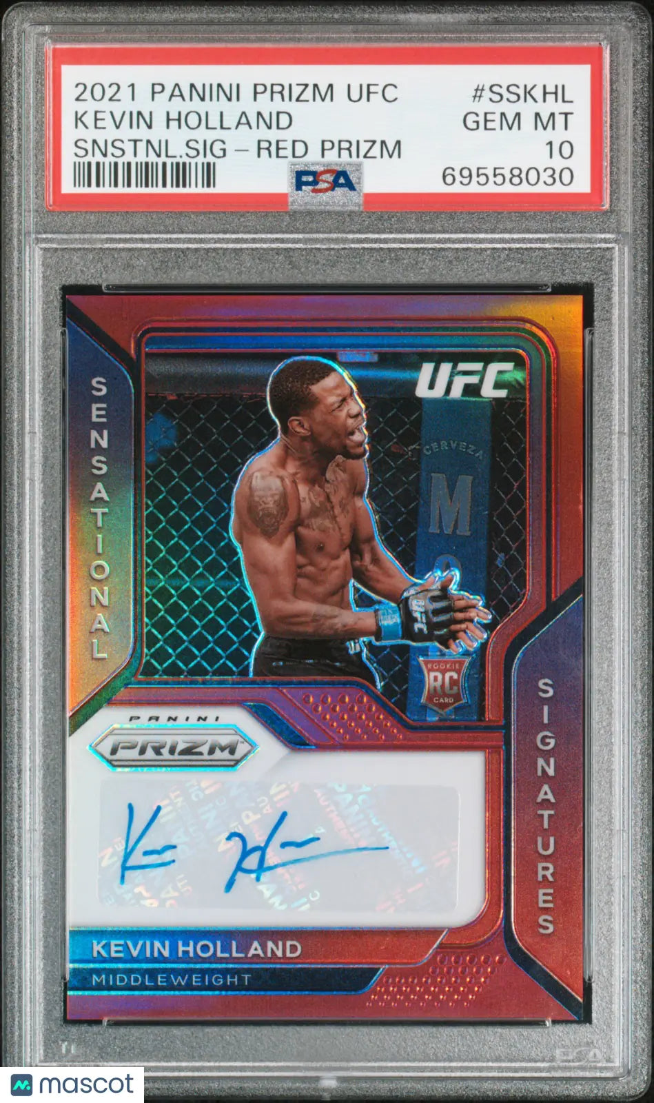 2021 Panini Prizm UFC Sensational Signatures Kevin Holland Auto Red PSA 10 /49 