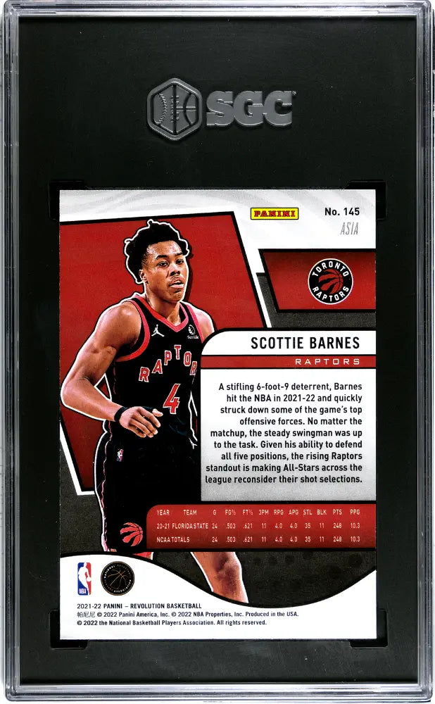 2021 Panini Revolution Rookie Scottie Barnes Asia Red RC SGC 10 