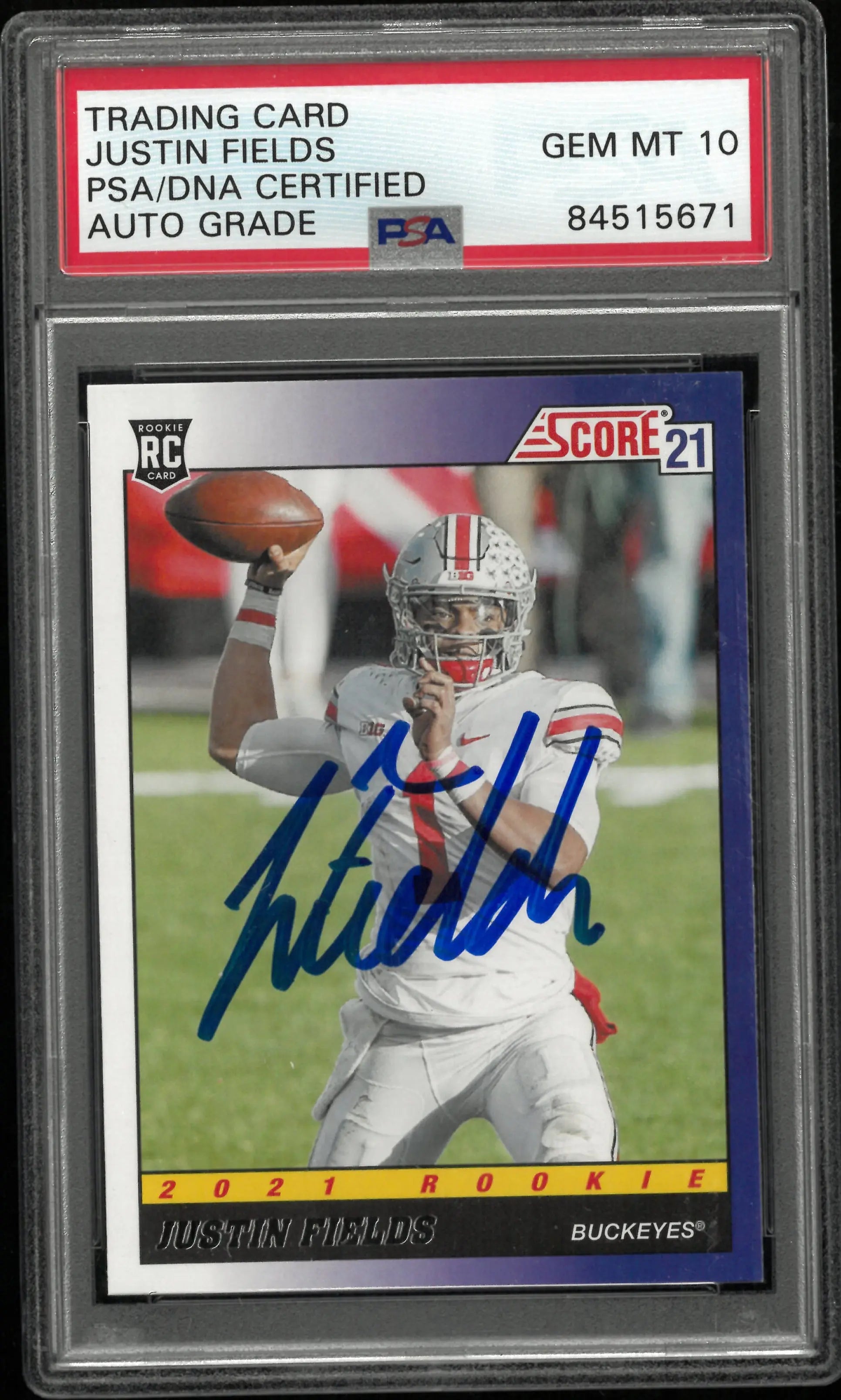 2021 Panini Score Justin Fields Autograph Rookie Auto RC PSA 10 