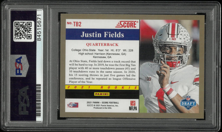 2021 Panini Score Justin Fields Autograph Rookie Auto RC PSA 10 
