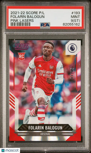 2021 Panini Score Premier League Folarin Balogun #193 Pink Lasers 08/25 ST PSA 9 