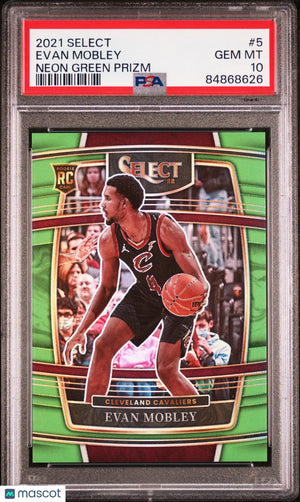 2021 Panini Select Basketball Evan Mobley RC Neon Green Prizm PSA 10 29/75 #5 