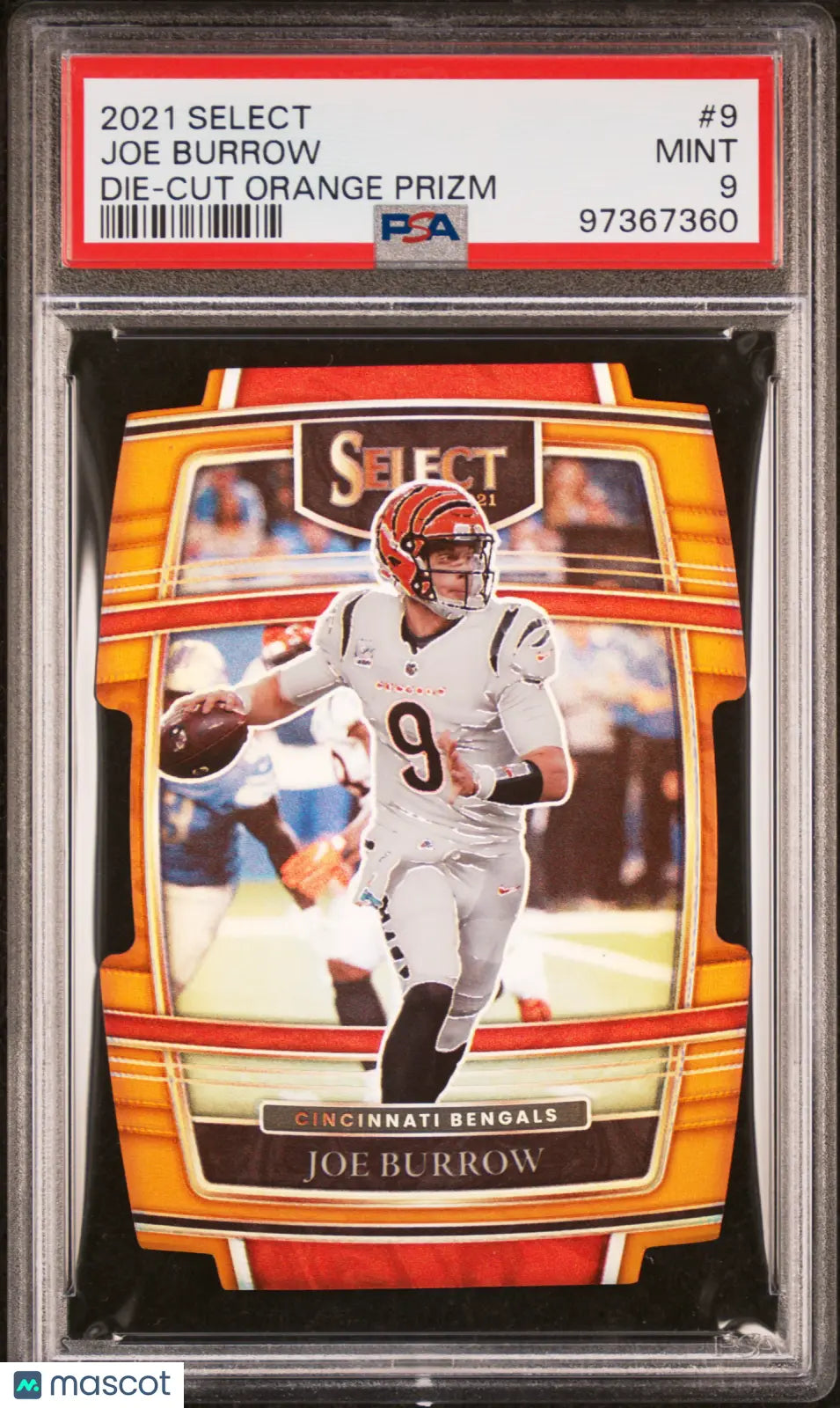 2021 Panini Select Football Joe Burrow Die Cut Orange Prizm PSA 9 /249 