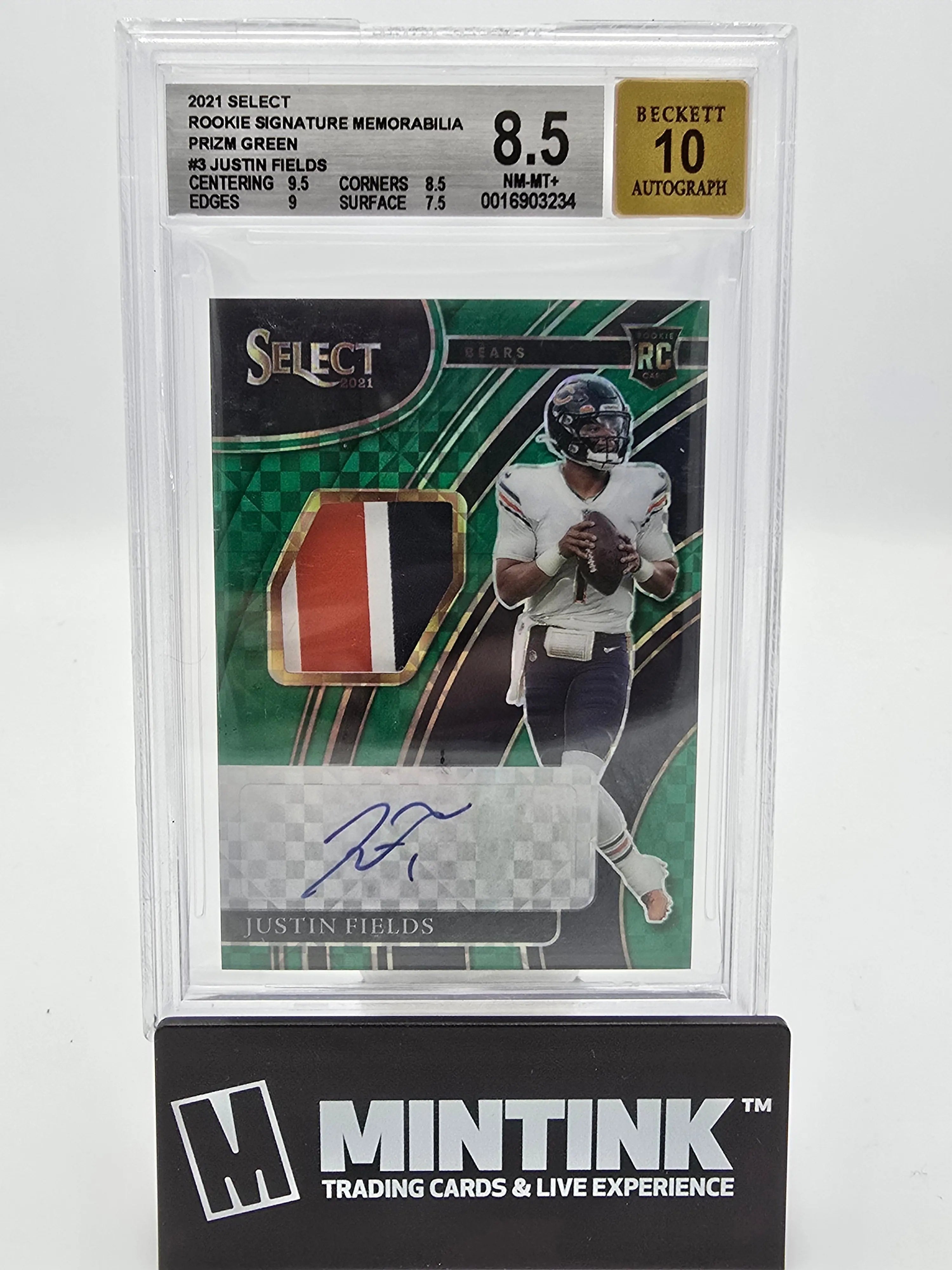 2021 Panini Select Green Prizm RPA Justin Fields BGS 8.5 4/5 #3 