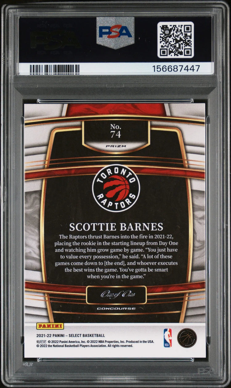 2021 Panini Select Scottie Barnes RC Black Flash Prizm 1/1 PSA 10 