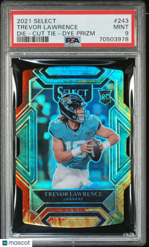 2021 Panini Select Trevor Lawrence RC Rookie Die Cut Tie Dye Prizm PSA 9 /25 