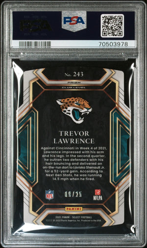 2021 Panini Select Trevor Lawrence RC Rookie Die Cut Tie Dye Prizm PSA 9 /25 