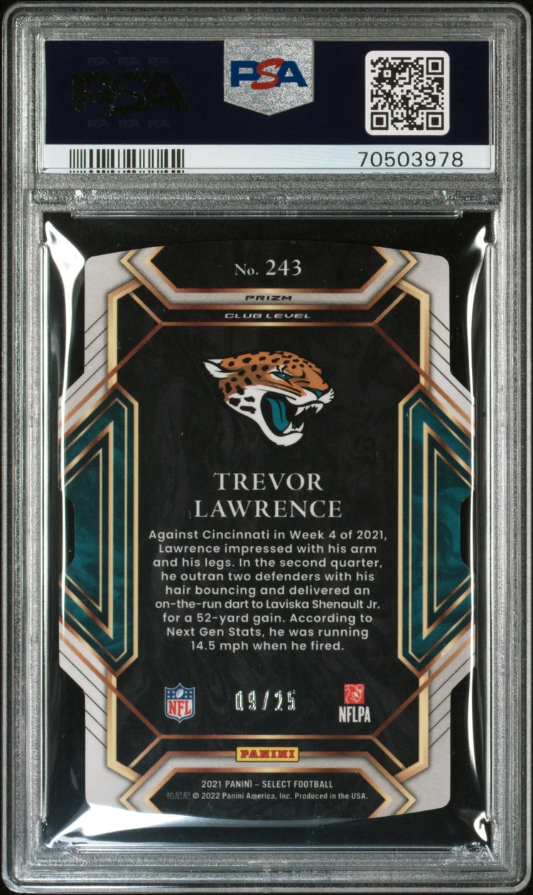 2021 Panini Select Trevor Lawrence RC Rookie Die Cut Tie Dye Prizm PSA 9 /25 