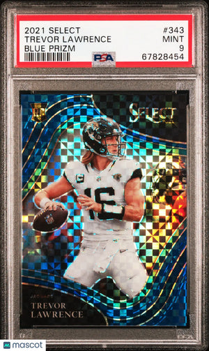 2021 Panini Select Trevor Lawrence Rookie RC /49 Blue Prizm PSA 9 