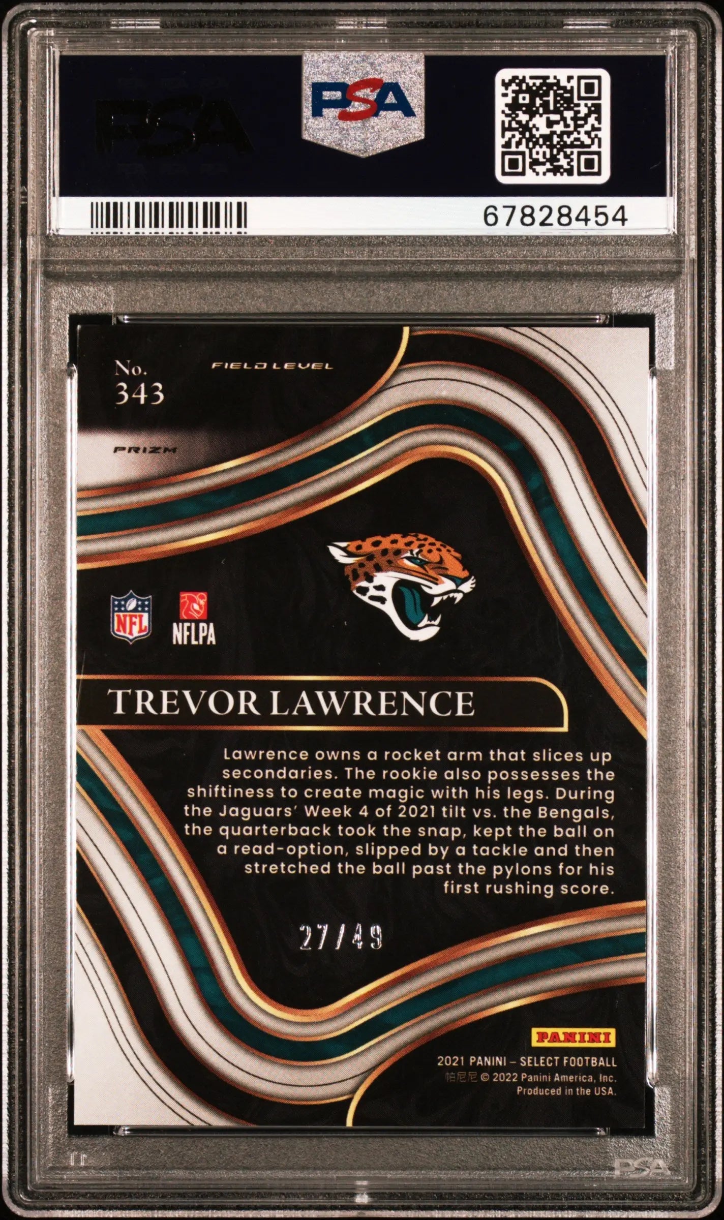 2021 Panini Select Trevor Lawrence Rookie RC /49 Blue Prizm PSA 9 