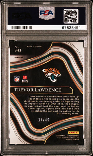 2021 Panini Select Trevor Lawrence Rookie RC /49 Blue Prizm PSA 9 