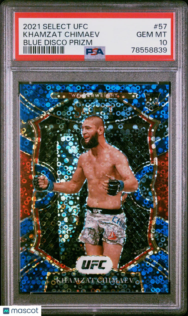 2021 Panini Select UFC Khamzat Chimaev RC #57 Blue Disco Prizm PSA 10 /99 