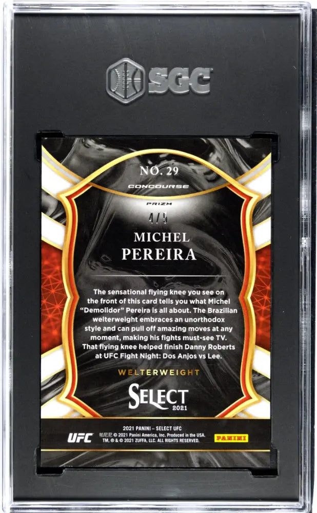 2021 Panini Select UFC Michel Pereira RC Rookie Green Disco Prizm SGC 10 /5 