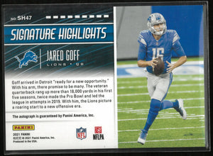 2021 Panini Signature Highlights Jared Goff Autograph 