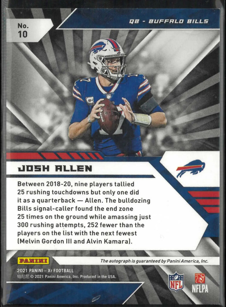 2021 Panini XR Autograph Josh Allen Auto /10 