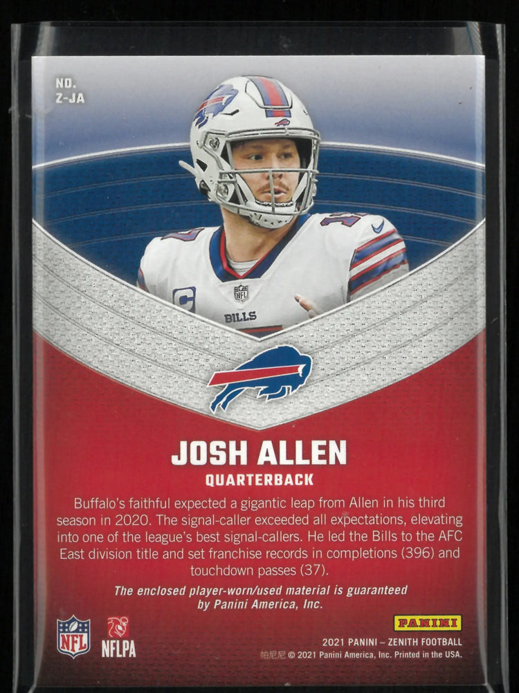 2021 Panini Zenith Z Jerseys Patch Josh Allen /149 