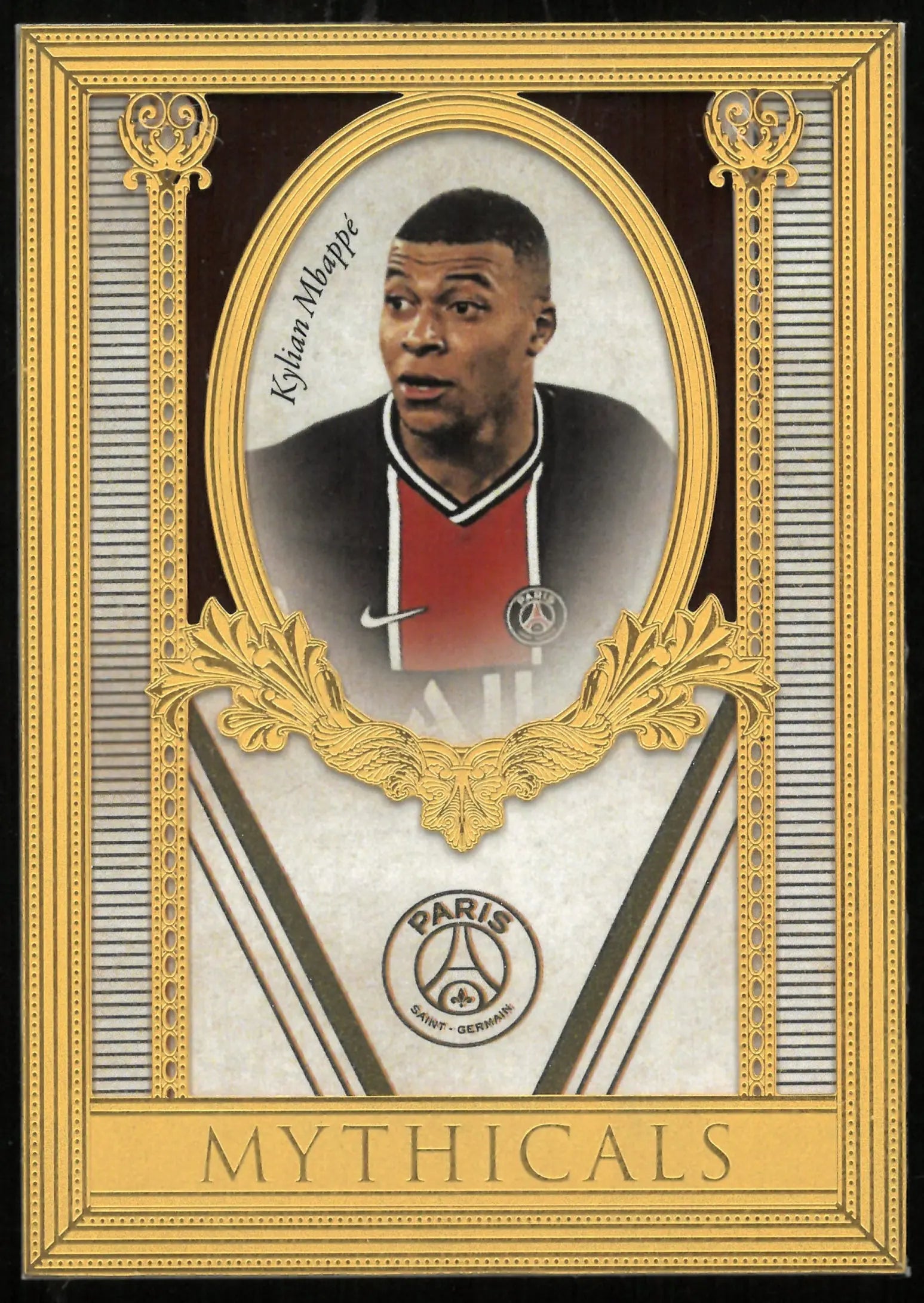 2021 Paris Saint-Germain Futera Football Kylian Mbappe Gold Frame Mythicals /5 