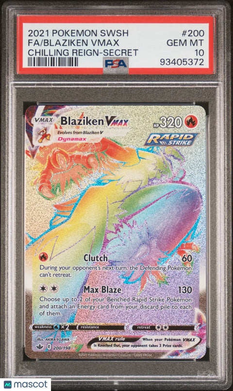 Buy 2021 Pokémon Blaziken Vmax PSA 10 Chilling Reign Card
