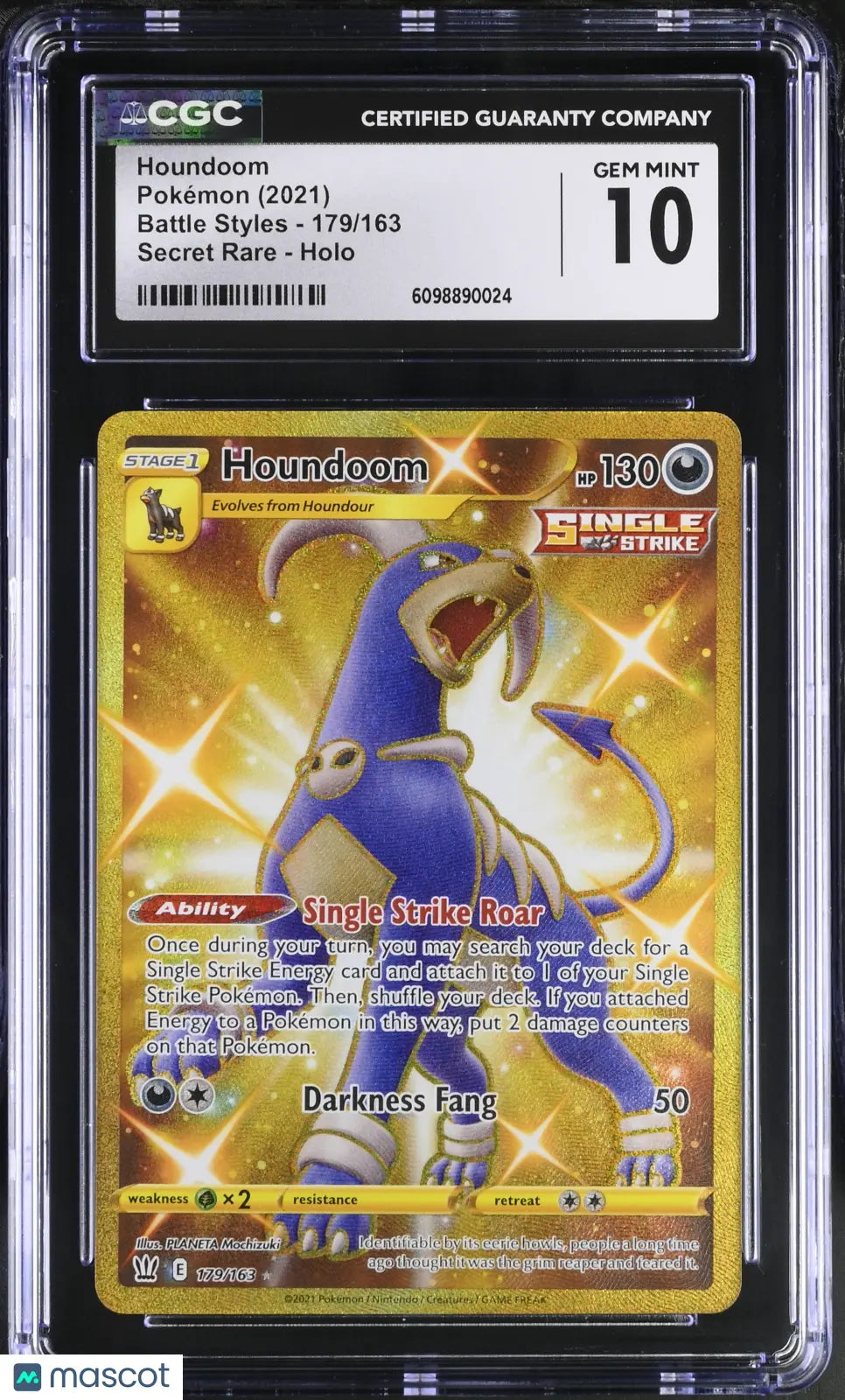2021 Pokemon Battle Styles Houndoom Holo Secret Rare CGC 10 179/163 