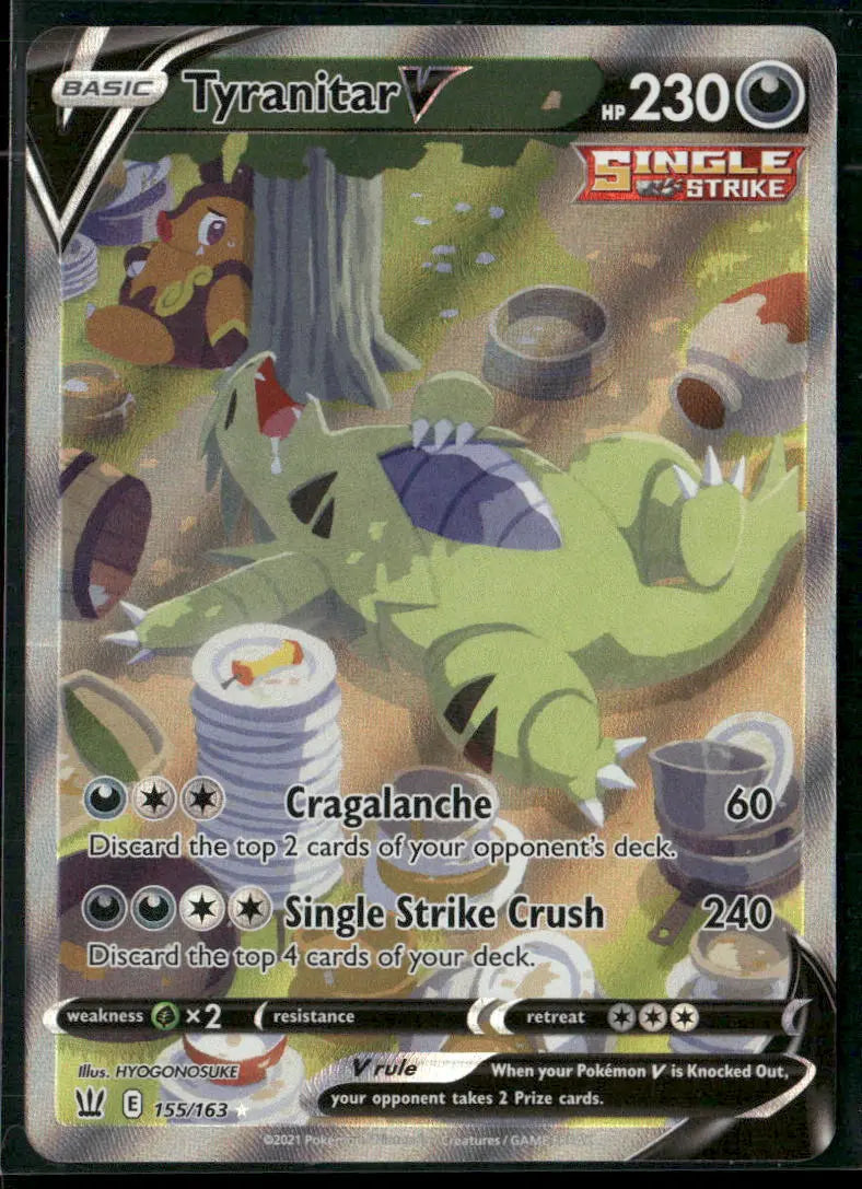 2021 Pokemon Battle Styles Ultra Rare Alternate Full Art Tyranitar V 155/163 