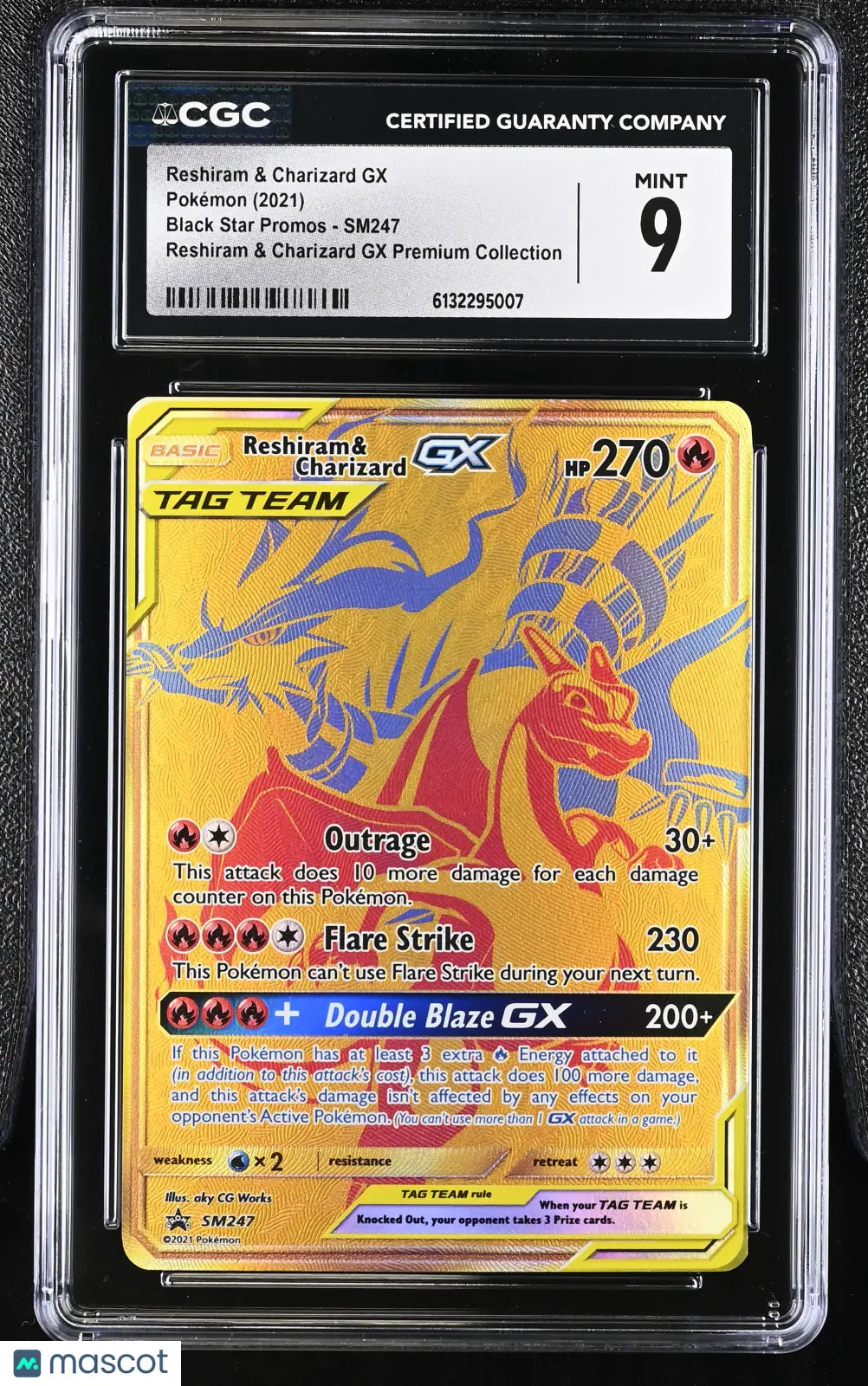 2021 Pokemon Black Star Promos Reshiram & Charizard GX CGC 9 SM247