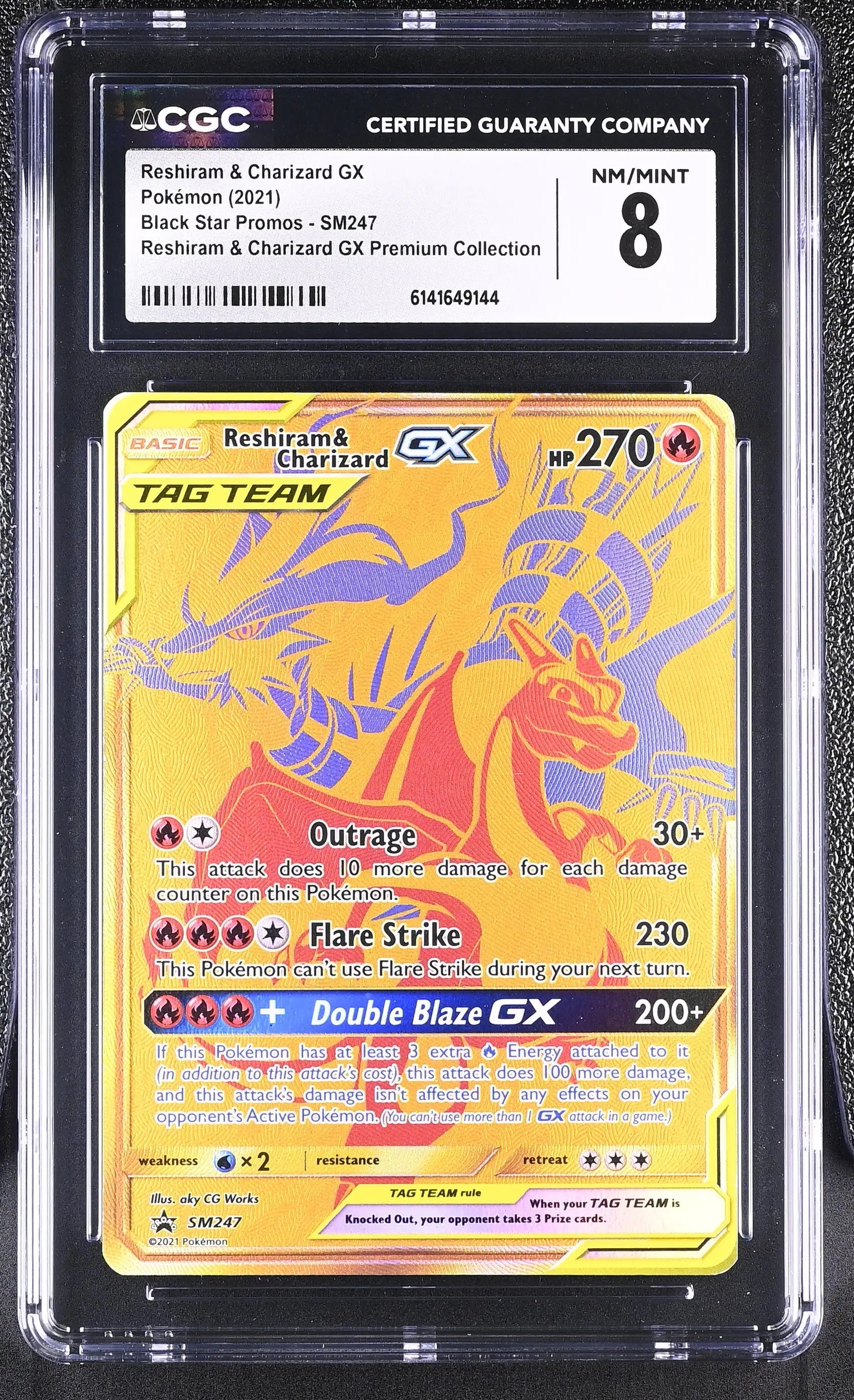 2021 Pokemon Black Star Promos Reshiram & Charizard GX SM247 CGC 8