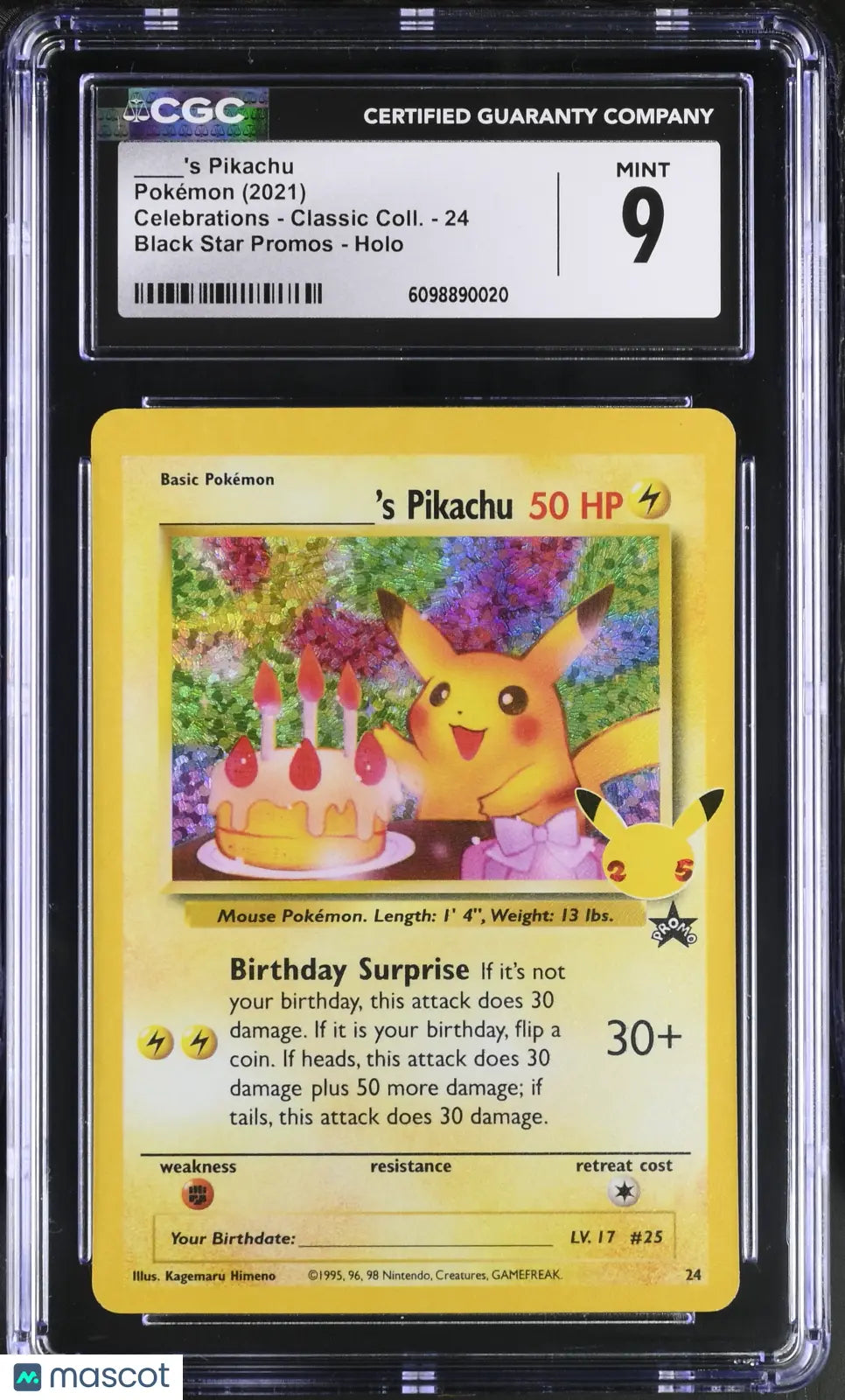 2021 Pokemon Celebrations 25th Anniversary Birthday Pikachu Holo CGC 9 #24 