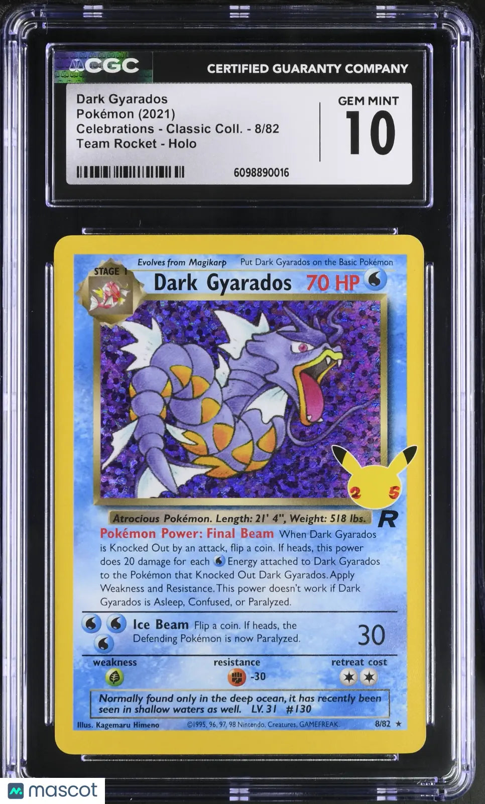 2021 Pokemon Celebrations 25th Anniversary Dark Gyarados Holo CGC 10 8/82 