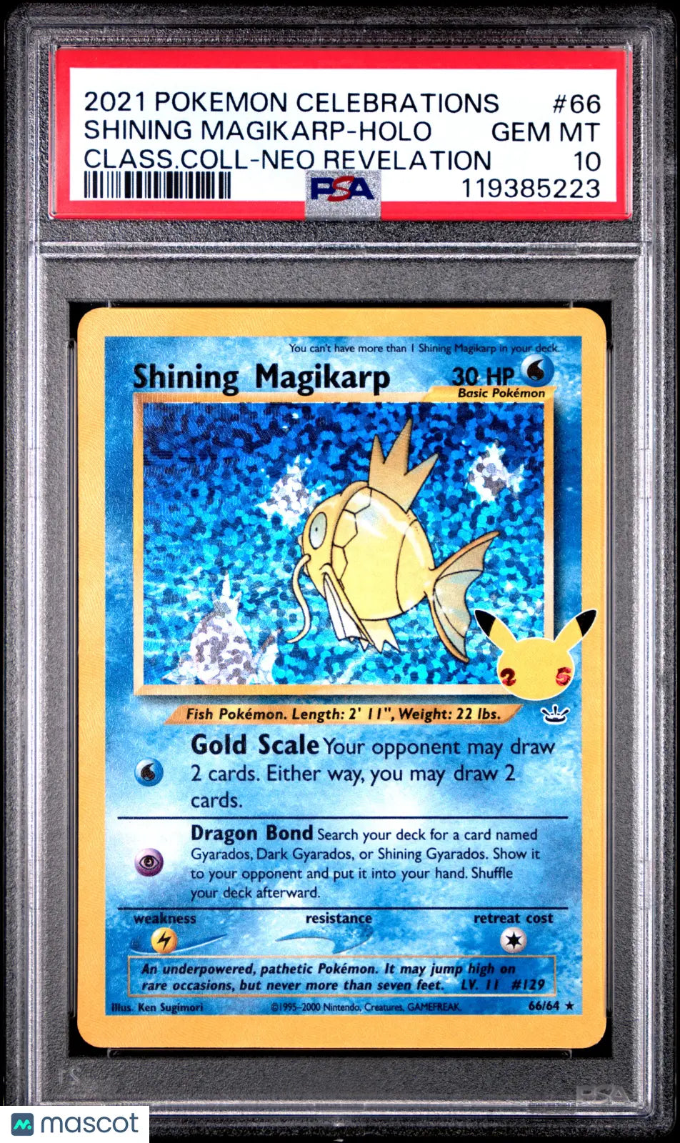 2021 Pokemon Celebrations 25th Shining Magikarp Holo Neo Revelation PSA 10 #66 