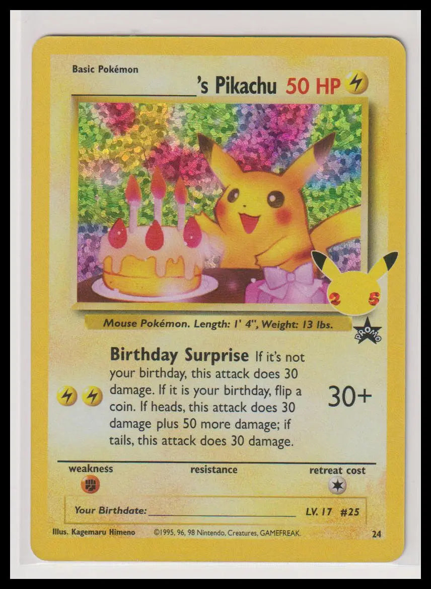 2021 Pokemon Celebrations Birthday Pikachu 24 (B) 
