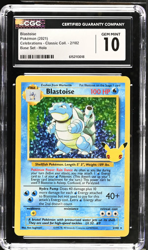 2021 Pokemon Celebrations - Classic Coll. Blastoise Holo CGC 10 #2/102 