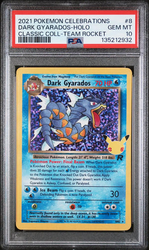 2021 Pokemon Celebrations Classic Coll. Dark Gyarados Team Rocket Holo PSA 10 
