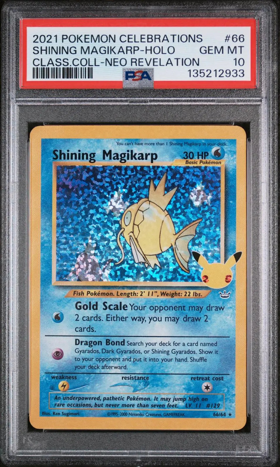 2021 Pokemon Celebrations Classic Coll. Shining Magikarp Neo Revelation PSA 10 